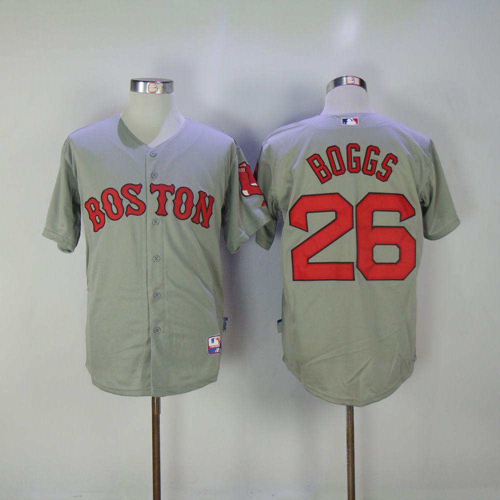 Men Boston Red Sox #26 Boggs Grey MLB Jerseys->boston red sox->MLB Jersey